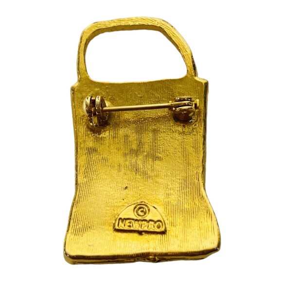 Newpro Trick or Treat Bag Glitter Enamel Gold tone Metal Brooch/Pin - Picture 3 of 5